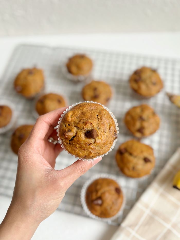 banana nut chocolate chip muffins
